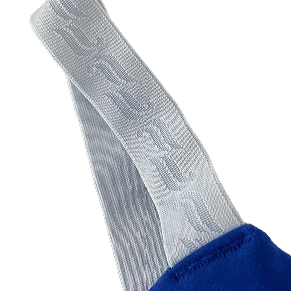 Fabletics Blue Sports Bra Crop Top w White Logo Adjustable Straps | XS - Picture 5 of 7